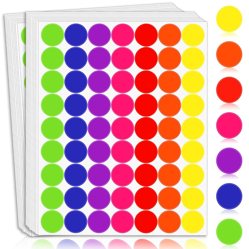 Dreecy Colored Dot Stickers 1 Inch, Circle Stickers Round Color Coding Dots Markers Sticker, 1575 PCS Removeable Sticky Labels Sticker Dots for Toddlers Students Office Classroom in 7 Assorted Colors - Image 1